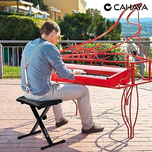 CAHAYA ピアノ キーボードベンチ 折りたたみ ピアノ椅子 Keyboard Bench 55mmパッド入り 合金鋼材３段階 43~50cm｜ebisstore333｜02