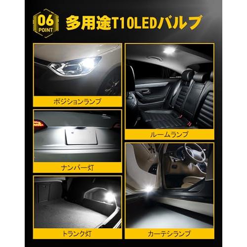 AUXITO T10 LED5倍明るさアップホワイト 爆光 LEDポジションランプ