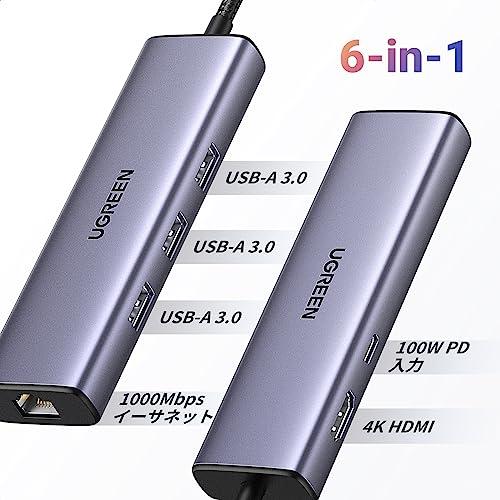 UGREEN Revodok 1061 USB-Cハブ 6-IN-1 4K@30Hz HDMI出力 Type-C