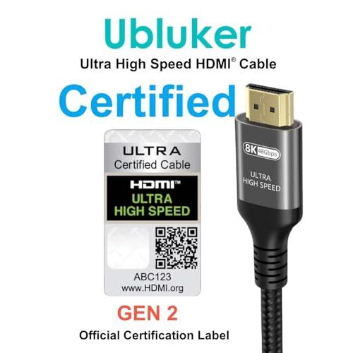 Ubluker 10K 8K 4K HDMI ケーブル 48Gbps 3M、(HDMI認証)ウルトラハイ