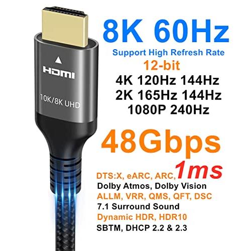 Ubluker 10K 8K 4K HDMI ケーブル 48Gbps 3M、(HDMI認証)ウルトラハイ
