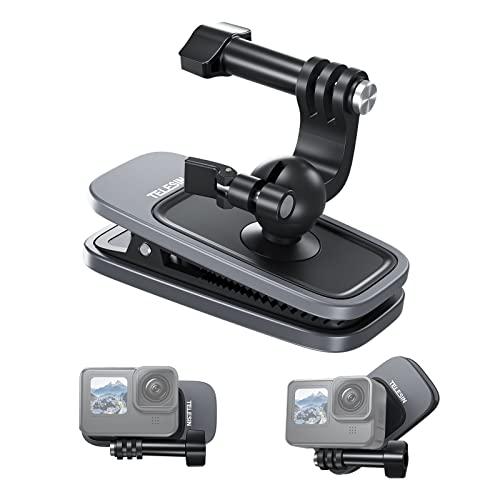 TELESIN Gopro 用 クリップマウント POV撮影必要 360度回転 リュック 
