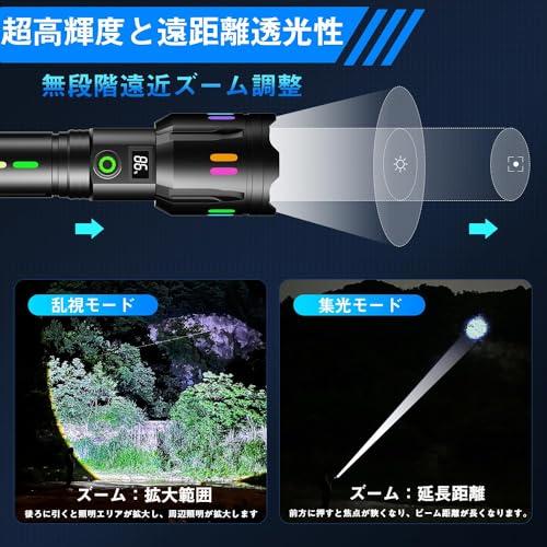 最新液晶画面デジタル表示独特な夜光懐中電灯 led 強力 軍用 最強