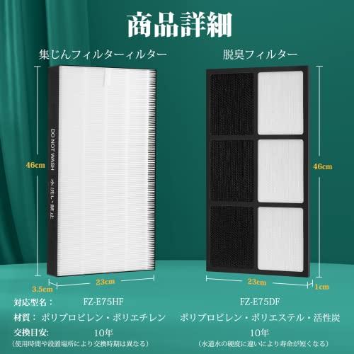 シャープ加湿空気清浄機用 集じんフィルター FZ-E75HF と 脱臭