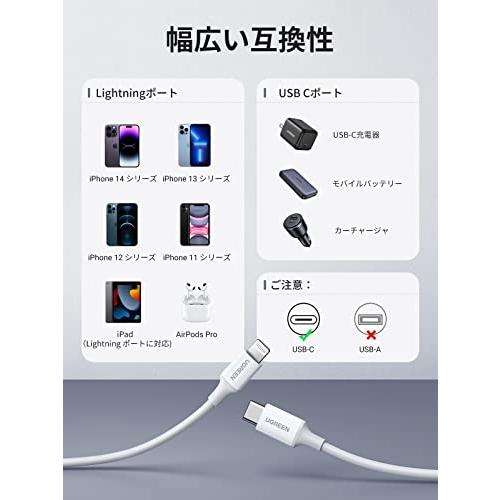 UGREEN USB C to Lightning ケーブル【MFi認証取得 3A急速充電 】PDライトニングケーブル iPhone 14 /｜ebisstore333｜04