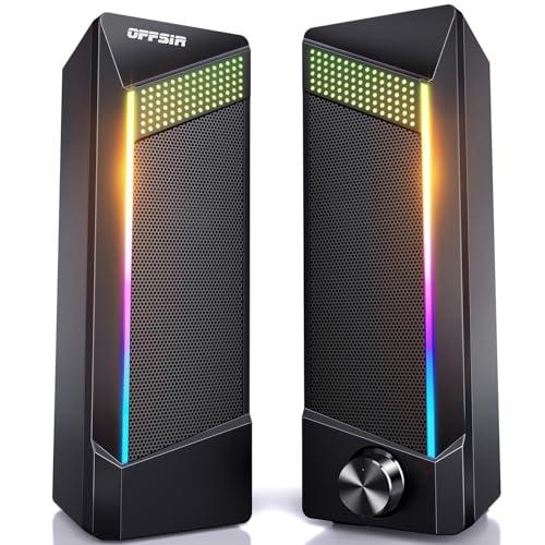 OFFSIR PCスピーカー ゲーミングスピーカー USB有線 RGBライト付き 2ch