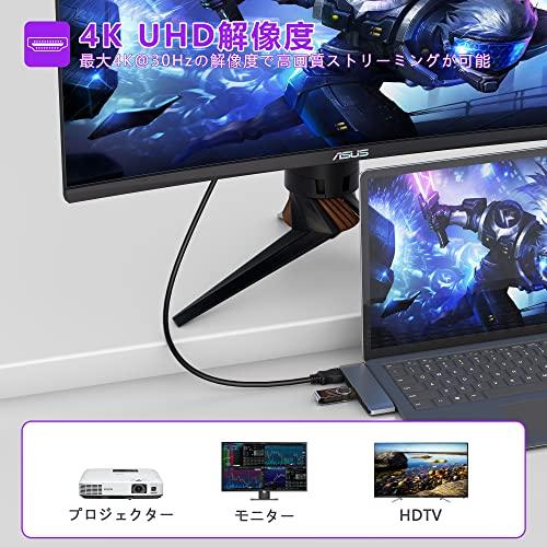 Surface Laptop 5/Laptop 4/Laptop 3/Laptop Go 2/Go USB ハブ 4K@30Hz
