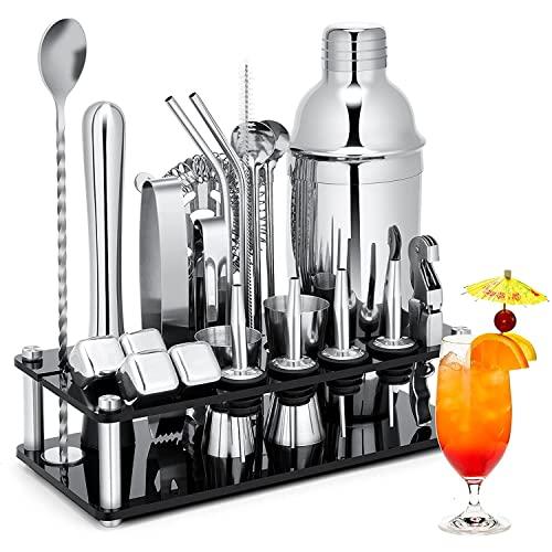 Yoseka カクテルシェイカー 23点セット カクテル セット 道具 550ml カクテル シェイカー セット ステンレス製 cocktail | 