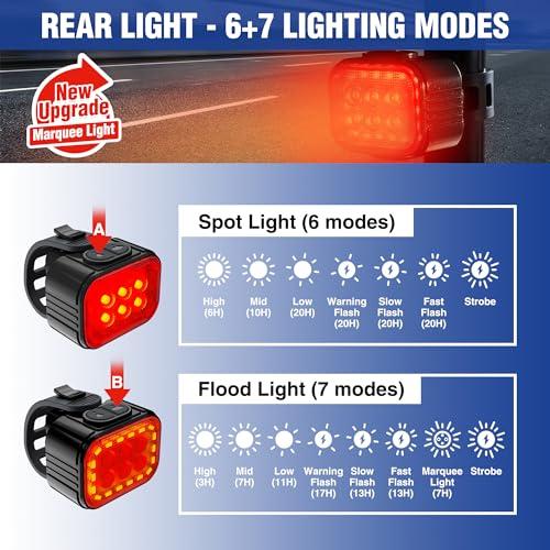 WORKPRO 自転車ライトセット 前後セット 生活防水 テールライト led