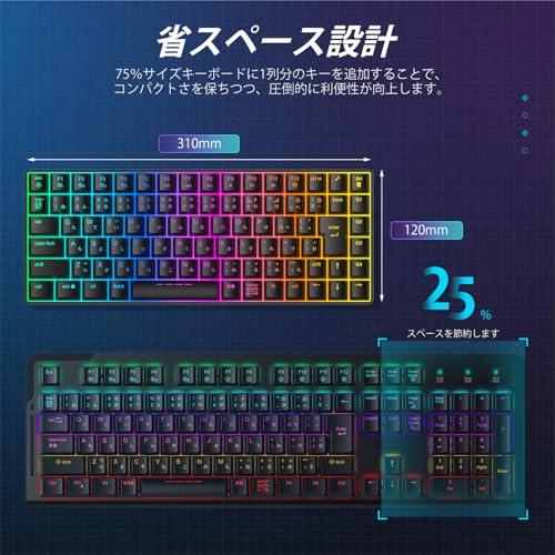 iClever ゲーミングキーボード テンキーレス 赤軸 メカニカル