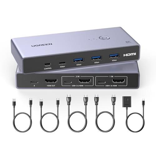 UGREEN 8K@60Hz HDMI KVM切替器 2入力1出力 PC2台をUSB 3.0 UGREEN 8K@60Hz HDMI KVM切替器 2入力1出力 PC2台をUSB 3.0