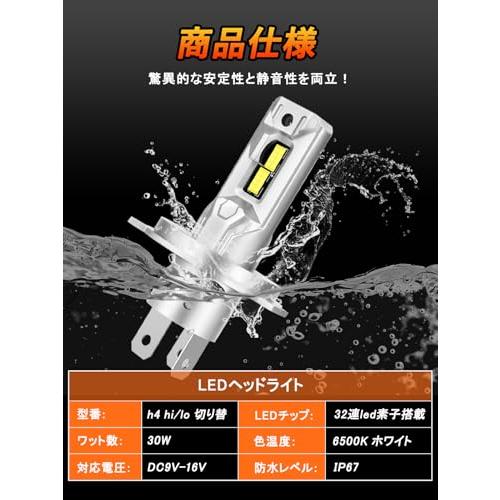 Briteye H4 LEDヘッドライト 新基準車検対応 32連LEDチップ搭載 爆光