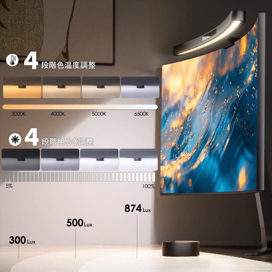 Quntis モニターライト 曲面ディスプレイ専用 45cm 2つの操作モード
