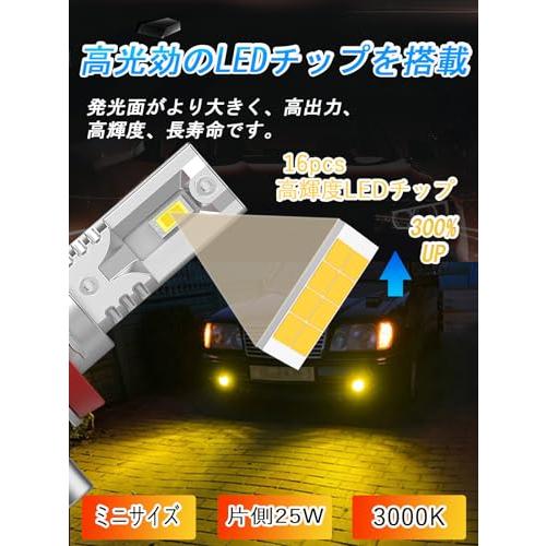 LTONXEN H8 H11 H16 LED イエロー フォグランプ 黄色 バルブ 新車検