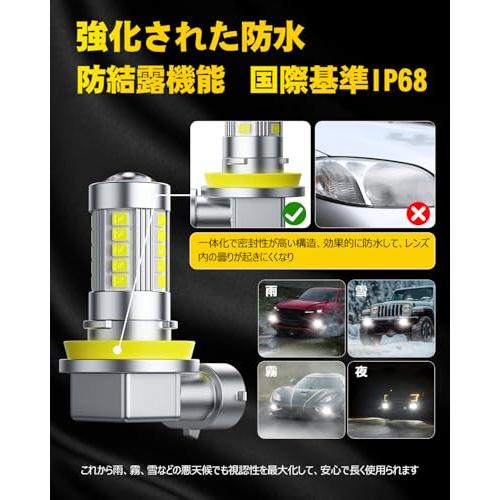 AUXITO H8 H11 H16 H9 LED フォグランプ 車検対応 6500K ホワイト 高