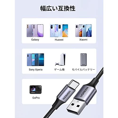 UGREEN USB Type C ケーブル ナイロン編み 3A急速充電 Quick Charge