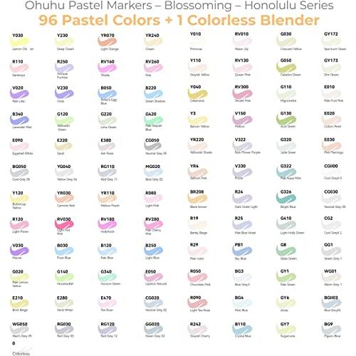 Ohuhu イラストマーカー 96色 薄色 パステル 筆・細字 マーカーペン | Ohuhu