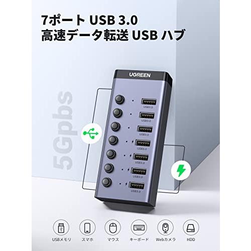 UGREEN USB ハブ 7ポートUSB3.0 hub 5Gbps高速伝送 セルフパワー対応