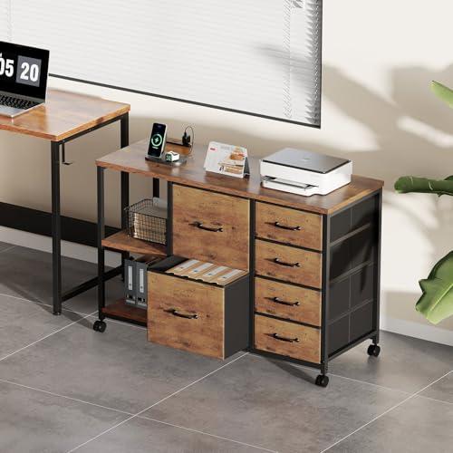 Maihail サイドキャビネット デスクワゴン 布製 袖机 層板付き サイド