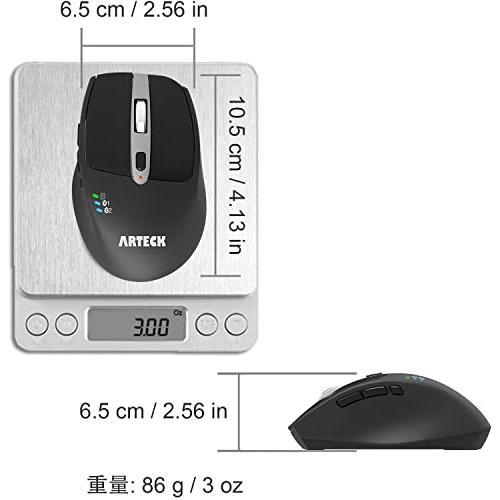 Arteck マルチデバイス 無線 ワイヤレスBluetoothマウス 2.4GHz