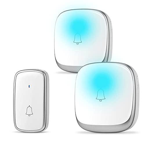 ワイヤレスチャイム 玄関ドアベル 自動発電 音と光で呼び出し 7色提示