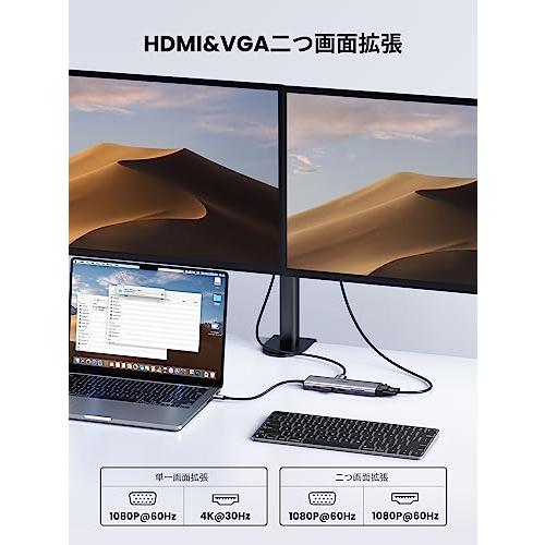 UGREEN 10-in-1 USB C ハブ 4K HDMI VGA出力 USBハブ 3xUSB3.0 ハブ 100W PD｜ebisstore333｜03