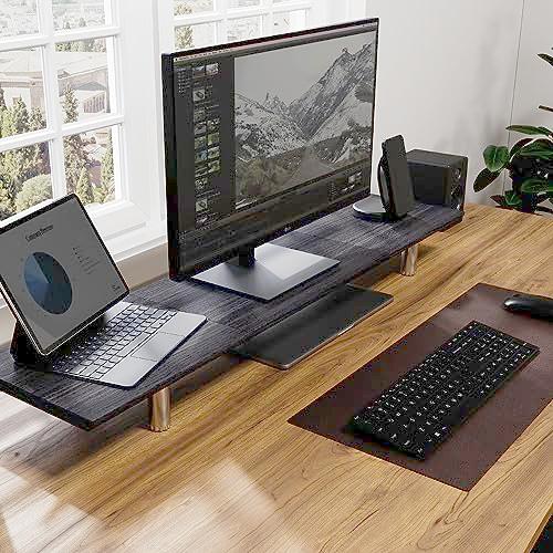 Fenge モニター台 机上台パソコン台 机上ラック 幅100cm 木製天 Fenge モニター台 机上台パソコン台 机上ラック 幅100cm 木製天