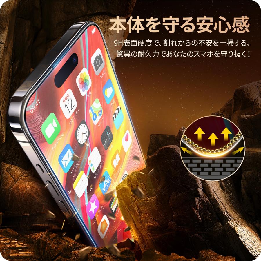 NIMASO アンチグレア iPhone15Pro 用 全面保護 ガラスフィルム 反射