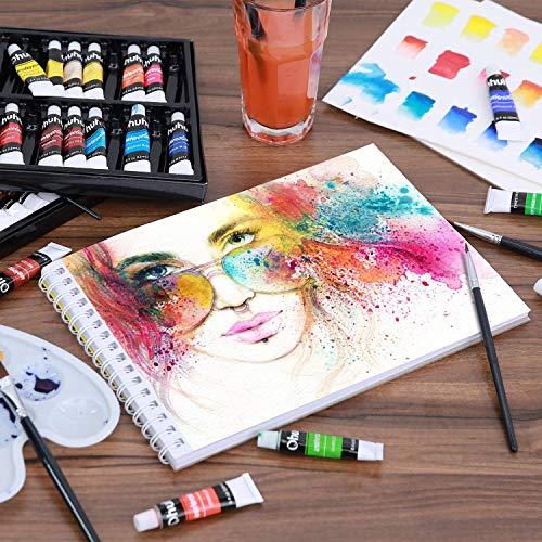 Ohuhu 水彩絵の具セット 36色 6本水彩筆 絵の具 絵具 水彩画セット画材