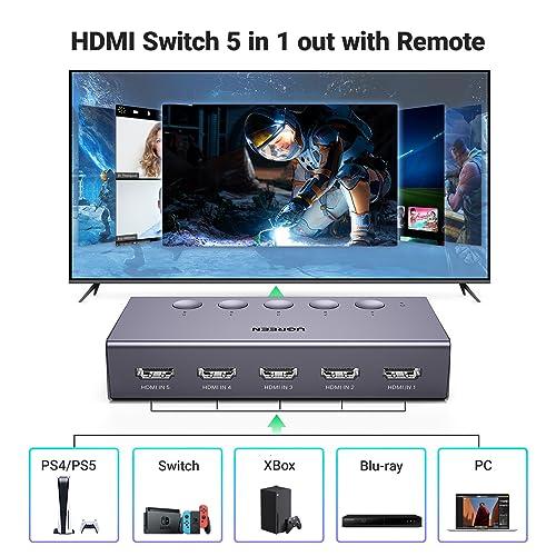 UGREEN HDMI 切り替え器 5入力1出力 4K@60Hz HDMIセレクター HDCP 2.2