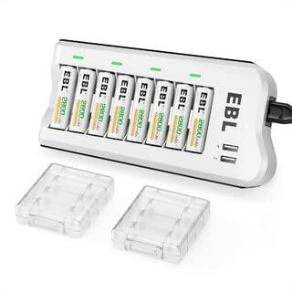 EBL 単3充電池充電器セット 8スロット充電器+単三充電池（2800mAh*8）セット　単3/単4電池 充電式 ニッケル水素/ニカド充電池に対（Yahoo!・えびすストア）