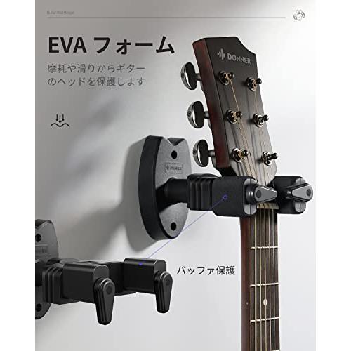 Donner ギターハンガー 壁掛け 自動ロック ネジ付 ギターフック 高強度
