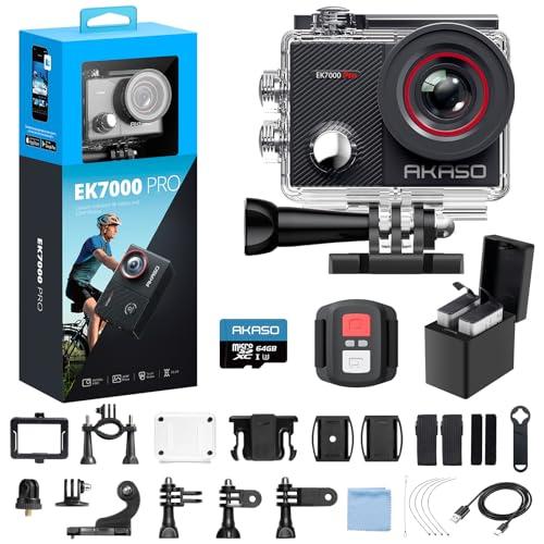 AKASO EK7000 Pro + 64GBメモリカード 4K アクションカメラ 2000万画素 タッチパネル式 Type-C外部マイク対応