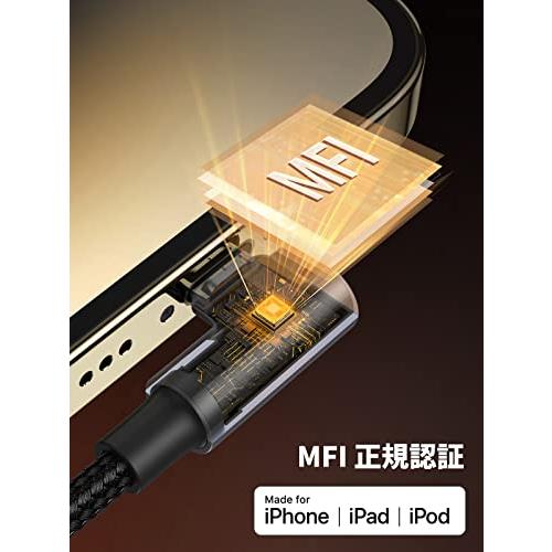 UGREEN ライトニングUSBケーブル L字 MFi 認証 iphone 充電ケーブル