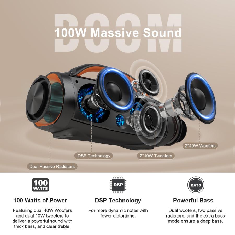 DOSS Extreme Boom Pro Bluetoothスピーカー ワイヤレス 100W 大音量 20時間再生 IPX6防水 ポータブル : えびすストア - 通販 - Yahoo!ショッピング DOSS Extreme Boom Pro Bluetoothスピーカー ワイヤレス 100W 大音量 20時間再生 IPX6防水 ポータブル : えびすストア - 通販 - Yahoo!ショッピング