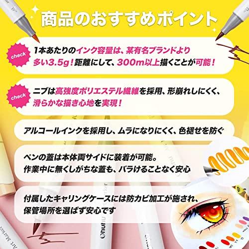 Ohuhu マーカーペン 筆タイプ 48色49本 プロ愛用 パステル イラスト