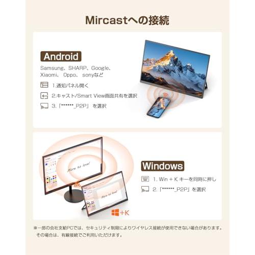 ワイヤレス モバイルモニター 15.6インチ FHD1080P UPERFECT モバイル