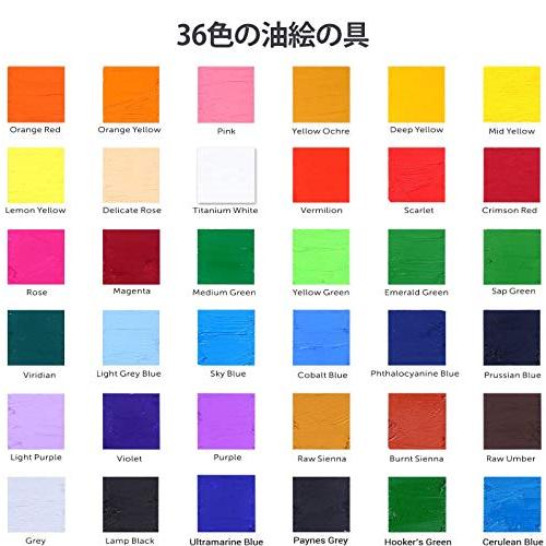 Ohuhu 油絵具 セット 56点セット 36色 油絵 油絵の具 絵画 画材 絵の具セット 初心者 大人 男の子 女の子 木製イーゼル 張りキャ_1