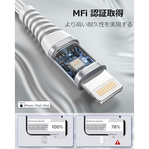 2本1m iPhone 充電器ライトニングケーブル 品質USB{EVR1