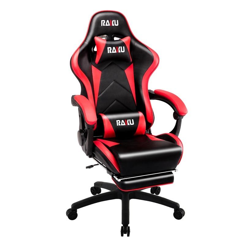 RAKU ゲーミングチェア 振動機能付き リクライニング 180度 キャスター