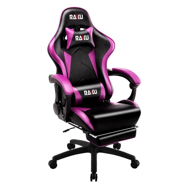 RAKU ゲーミングチェア 振動機能付き リクライニング 180度 キャスター
