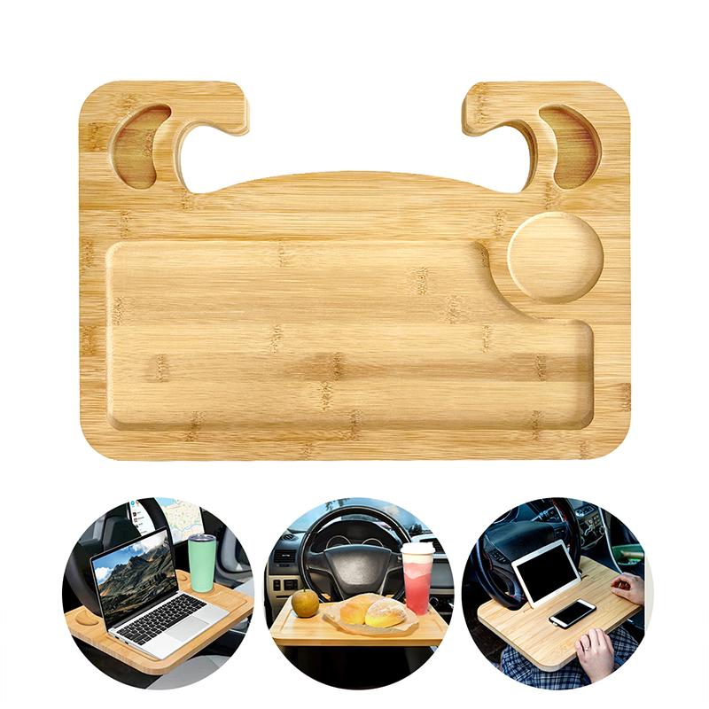 RAKU ハンドルテーブル 車用トレイ 両面使える 脱着簡単 PC作業と食事