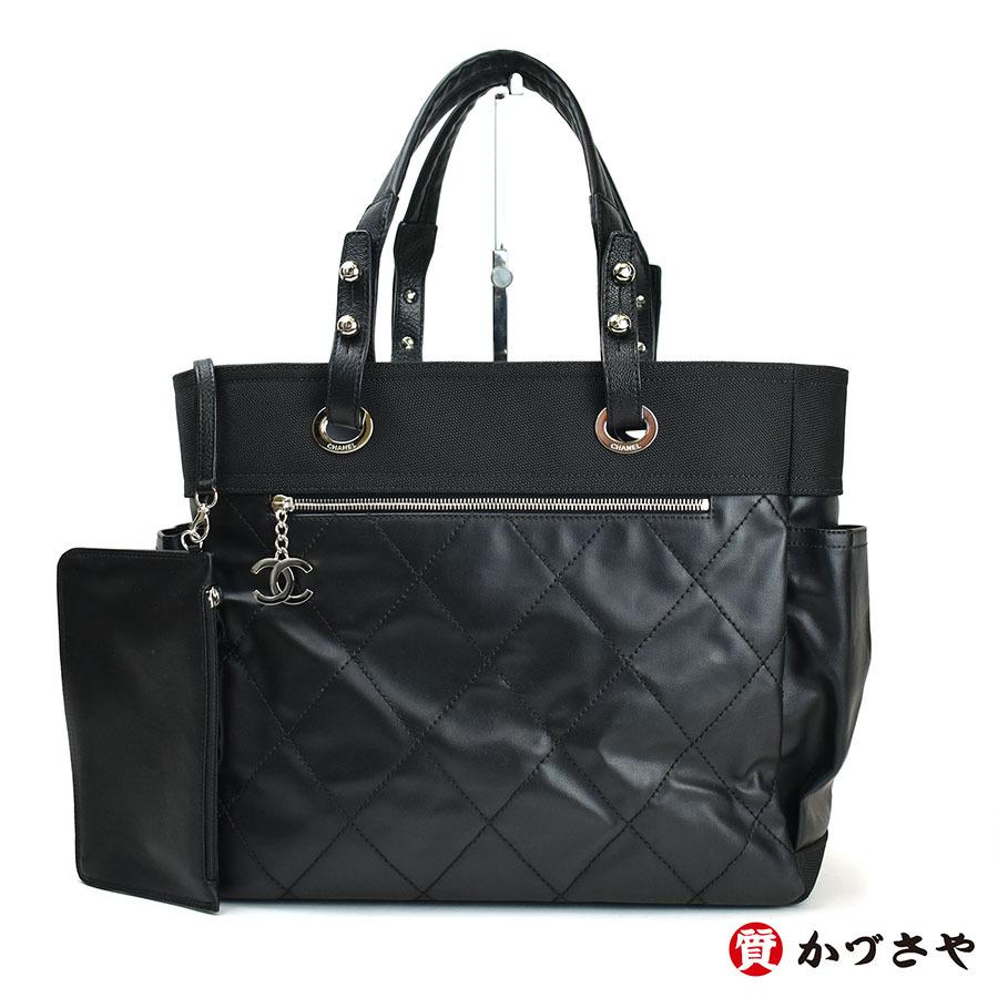 CHANEL　シャネル　パリビアリッツトートGM　トワル/レザー｜ebisu-kadusaya783｜03