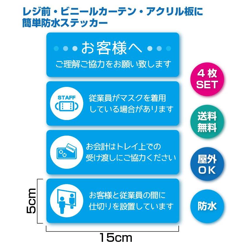 RE-1　レジまわり　シール　感染症予防ステッカー　４枚セット | 