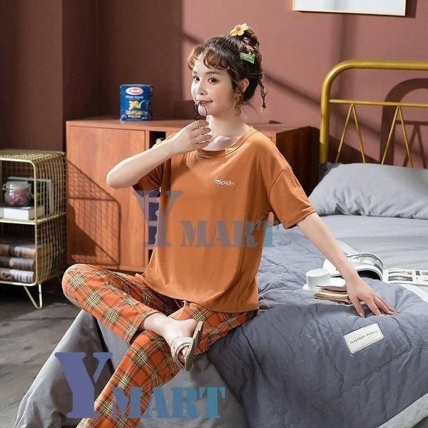 パジャマ レディース ルームウェア 春夏 セットアップ ゆったり 綿 半袖 女性 上下セット チェック柄 可愛い ロングパンツ 韓国風 寝巻き 部屋着 N3nwkbk3xw Www Sindicatodechoferescatamayo Com