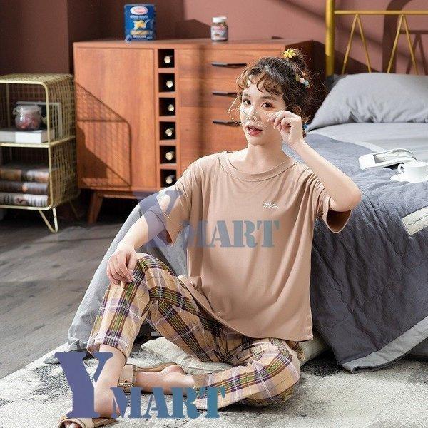 パジャマ レディース ルームウェア 春夏 セットアップ ゆったり 綿 半袖 女性 上下セット チェック柄 可愛い ロングパンツ 韓国風 寝巻き 部屋着 N3nwkbk3xw Www Sindicatodechoferescatamayo Com