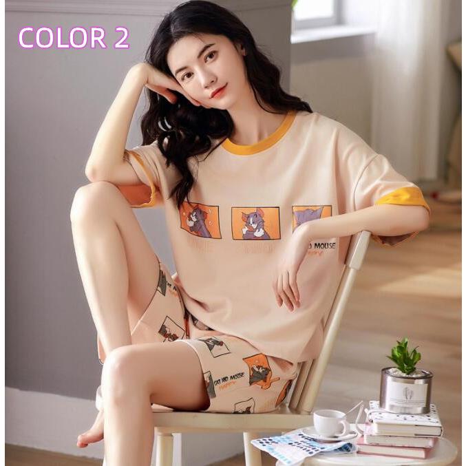 全ての 2点セットパジャマルームウェア純綿レディース夏半袖薄手パジャマtシャツ短パンルームウェア女性可愛い部屋着寝巻きランジェリー韓国風 Bestdream Store