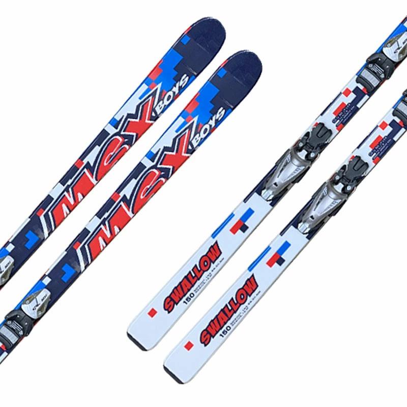 swallowスキー板 ビンディング付き2本セット スワロー スキービンディング 2点セット ジュニア スキー板 金具付き