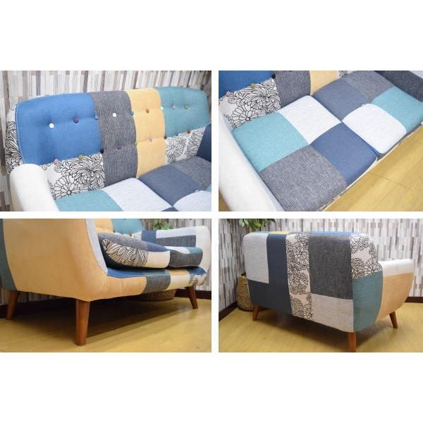 【パッチワーク】2Pソファ◆ファブリック◇ パッチワーク】2Pソファ◇ファブリック◇ カラフルなパッチワーク 2人