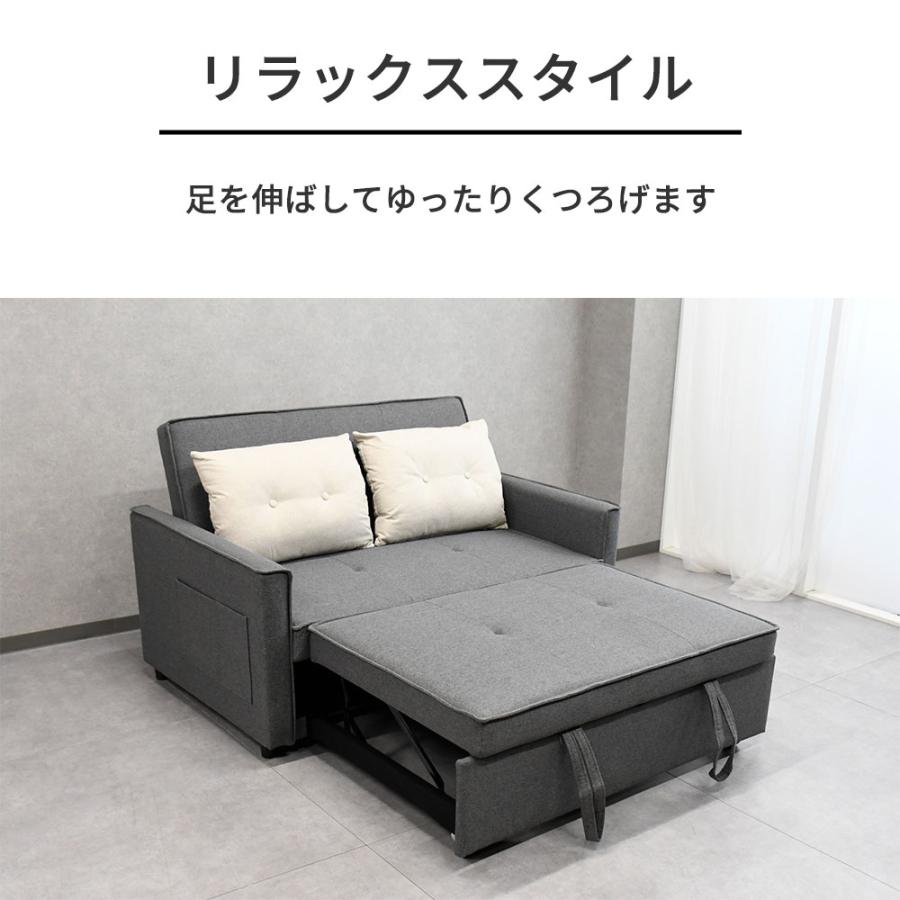 ソファーベッド ファブリック おしゃれ ソファー コンパクト ソファベッド 布生地 セミダブル セミダブルサイズ 引き出し式 跳ね上げ | ブランド登録なし | 03
